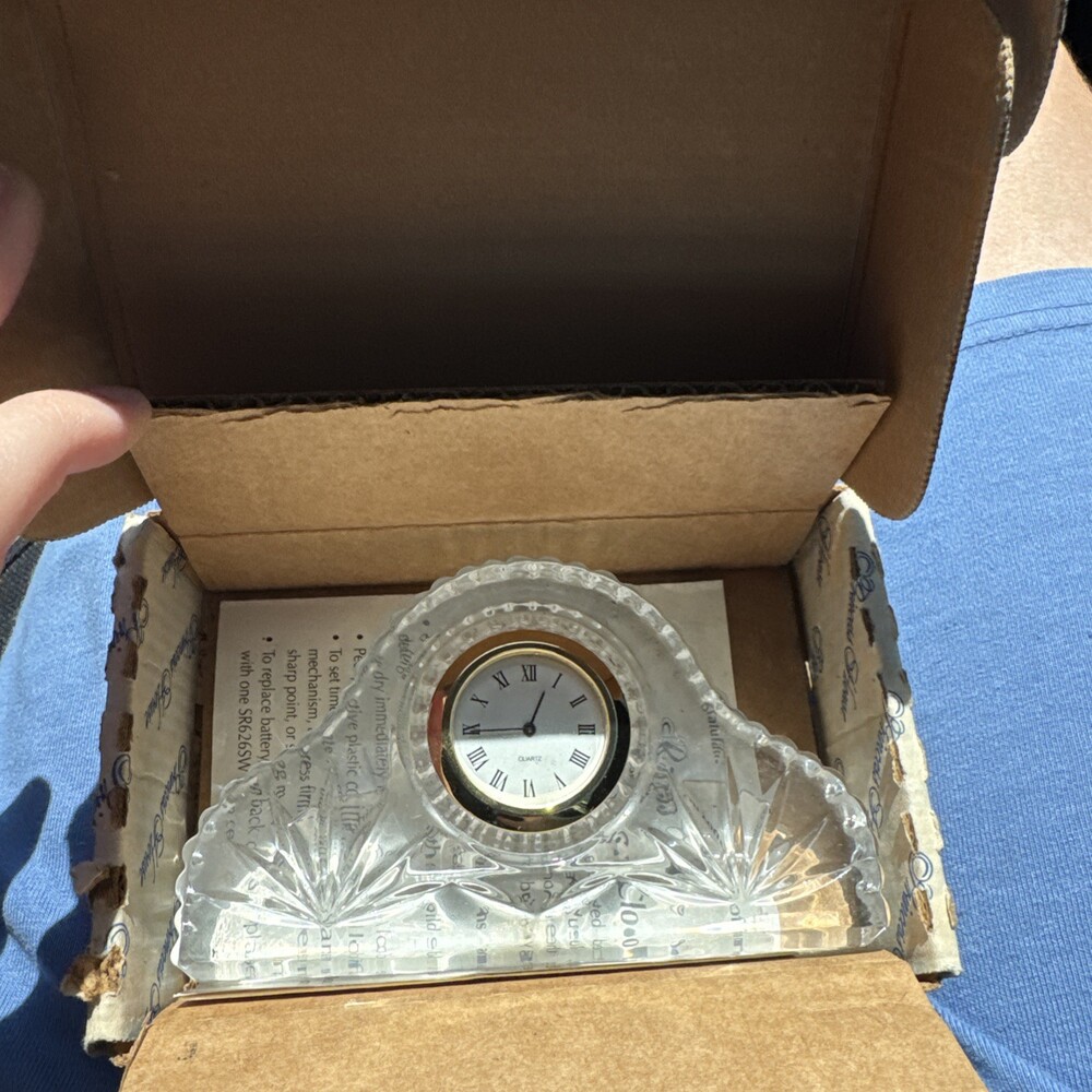 Princess House Lead Crystal Small Mantel Clock 851 with Box